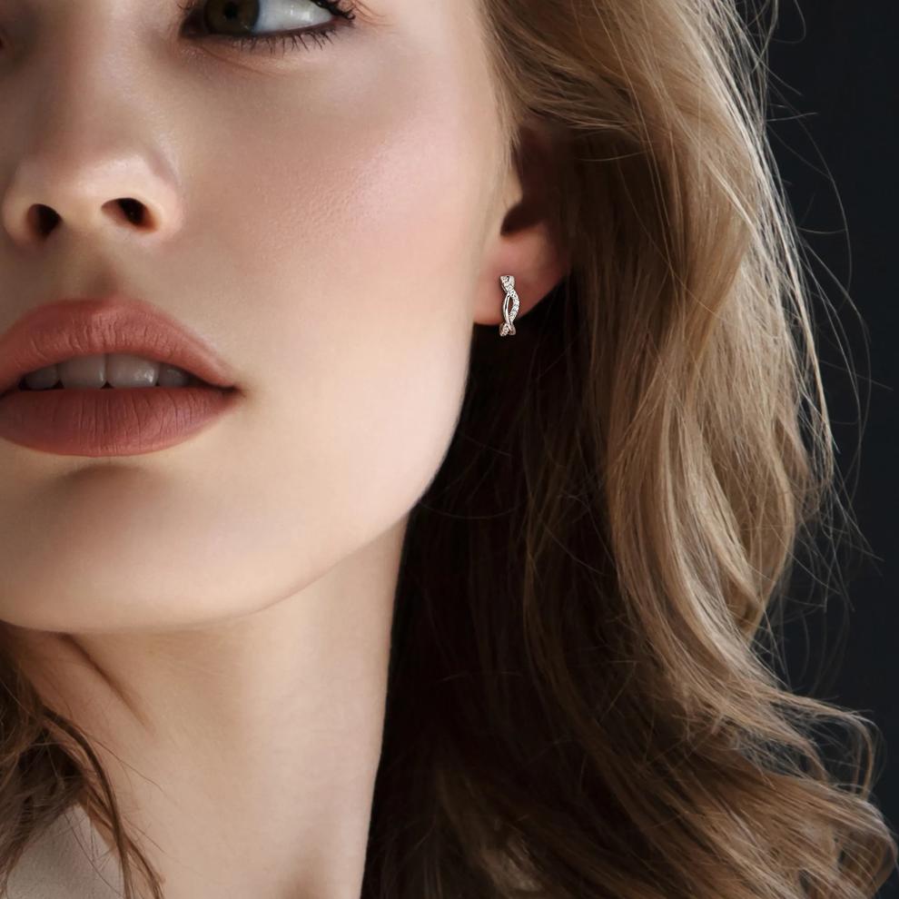 Moissanite Twist Hoops in Sterling Silver – Image 4 of 4