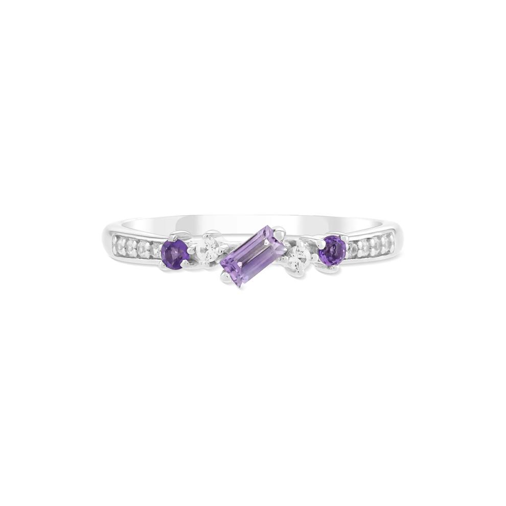Pink Amethyst &amp; Lab-Created White Sapphire Stack Ring in Sterling Silver – Image 1 of 4