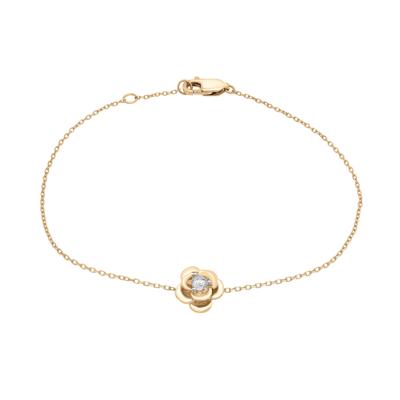 Diamond Flower Bracelet in 14K Yellow Gold (1/10 ct. tw.)