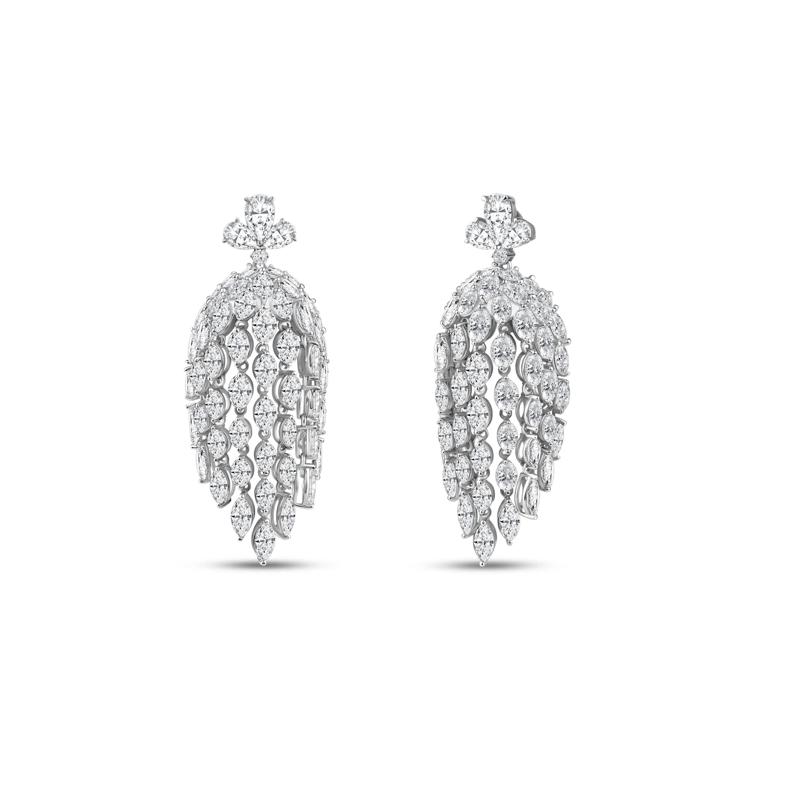 Lab Grown Diamond Mixed-Cut Chandelier Earrings in 14K White Gold &#40;20 ct. tw.&#41; – Image 2 of 3