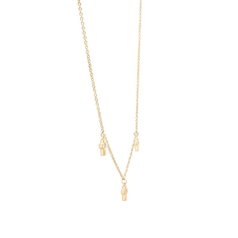 Diamond Accent Bezel Cross Station Necklace in 10K Yellow Gold – Image 3 of 4