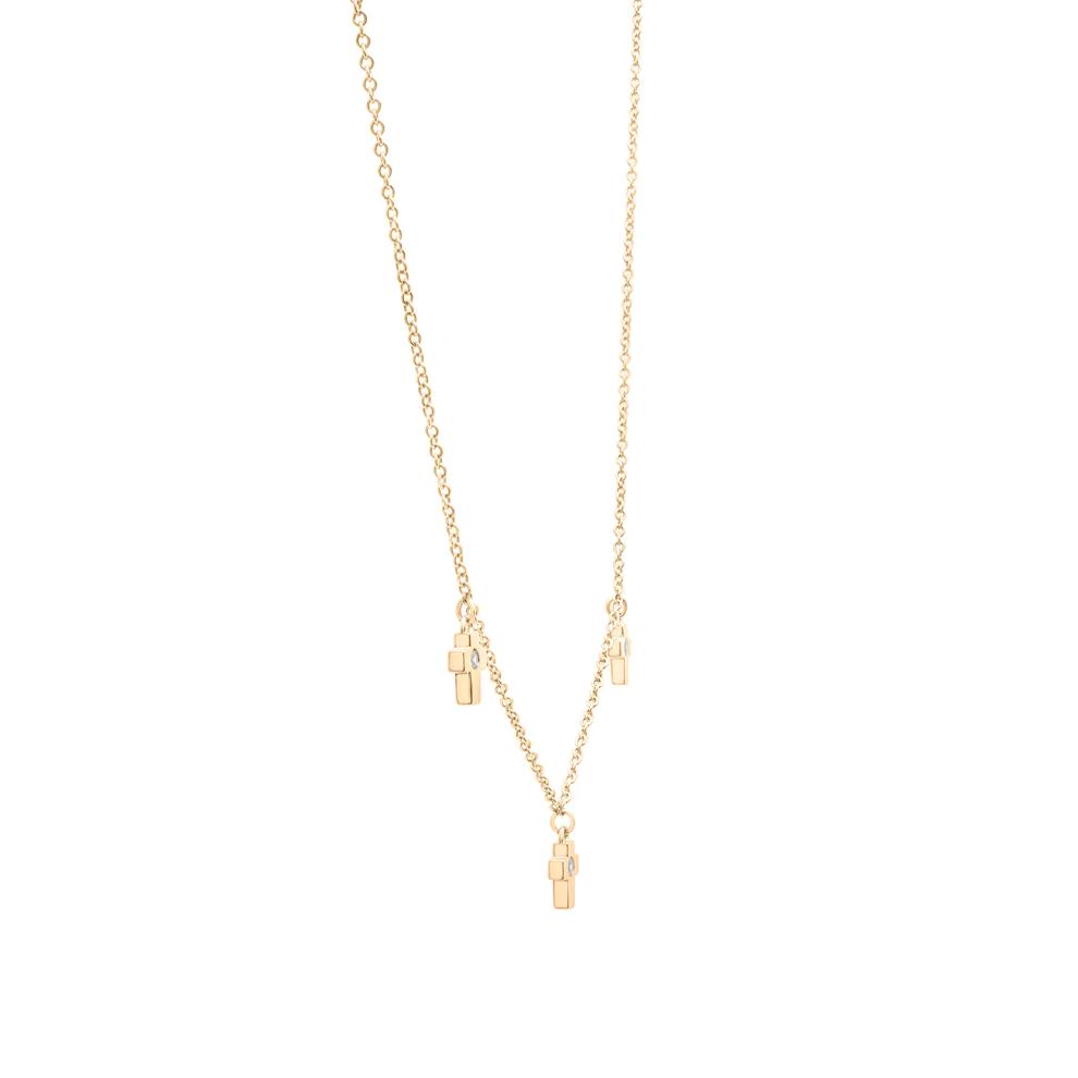 Diamond Accent Bezel Cross Station Necklace in 10K Yellow Gold – Image 3 of 4