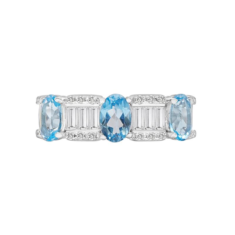 Blue and White Topaz Band in Sterling Silver – Image 1 of 5