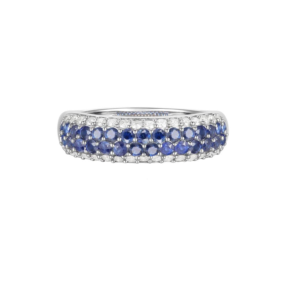 Blue Sapphire and Diamond Ring in 10K White Gold (3/8 ct. tw.) – Image 1 of 3