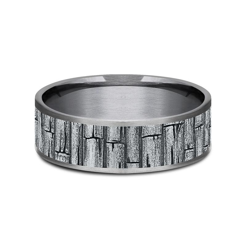 Men&rsquo;s Bamboo Stalks Wedding Band in 14K Gold &amp; Tantalum, 7.5MM – Image 1 of 3