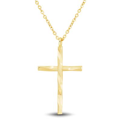 Diamond-Cut Cross Pendant in 14K Yellow Gold