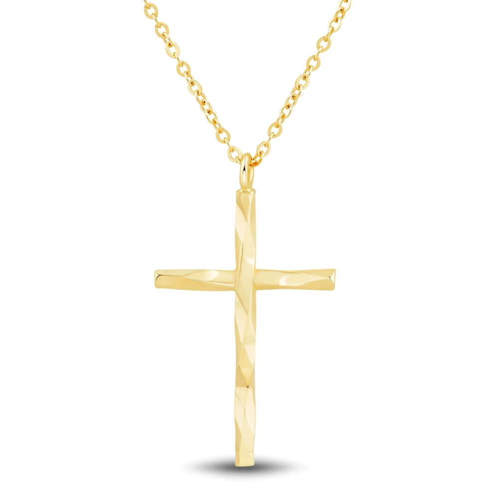 Diamond-Cut Cross Pendant in 14K Yellow Gold – Image 1 of 3