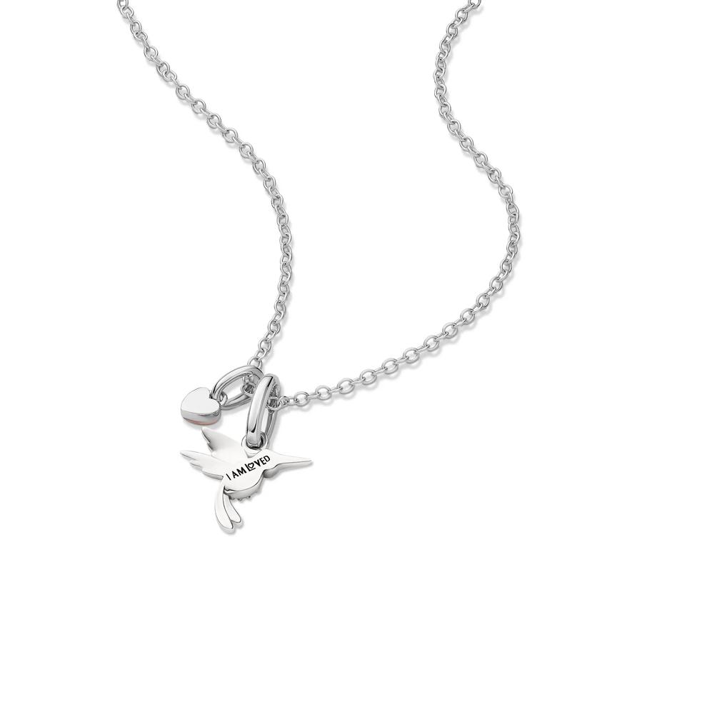 Lab Grown Diamond Accent Hummingbird Pendant in Sterling Silver &amp; 10K Rose Gold – Image 5 of 5