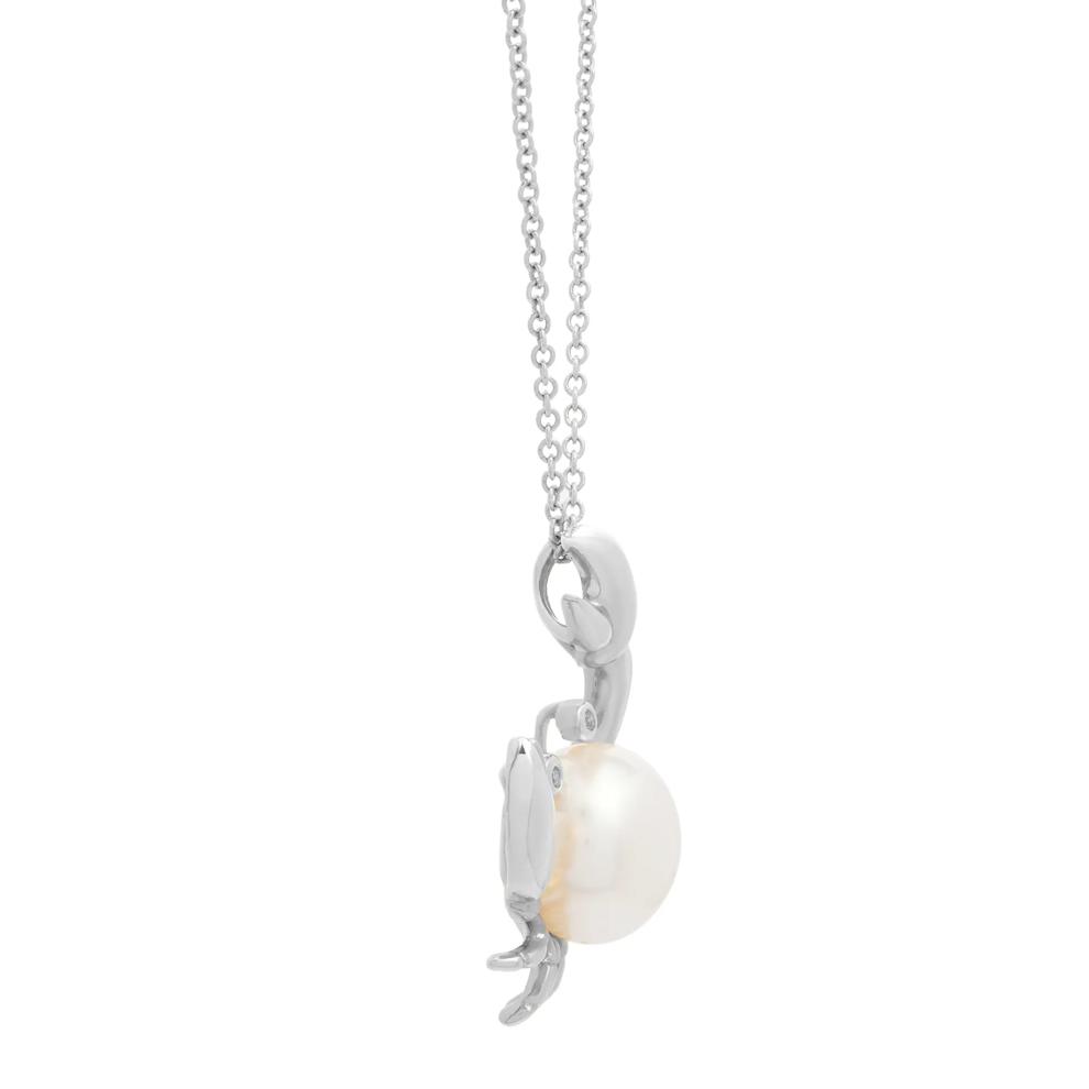 Freshwater Cultured Pearl &amp; Diamond Accent Crab Pendant Necklace in Sterling Silver – Image 2 of 3