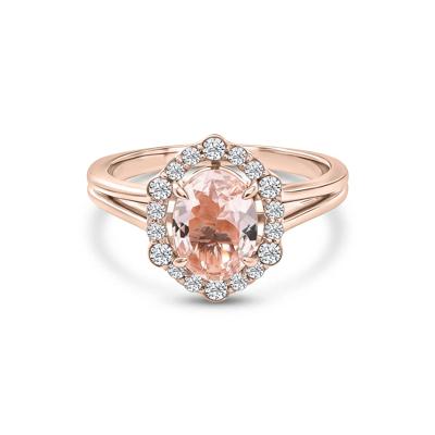 Morganite & Diamond Halo Ring in 10K Rose Gold (1/4 ct. tw.)