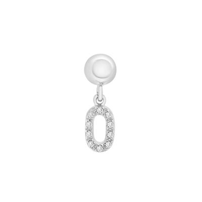 Diamond Accent  Number 0 Bead Charm in Sterling Silver