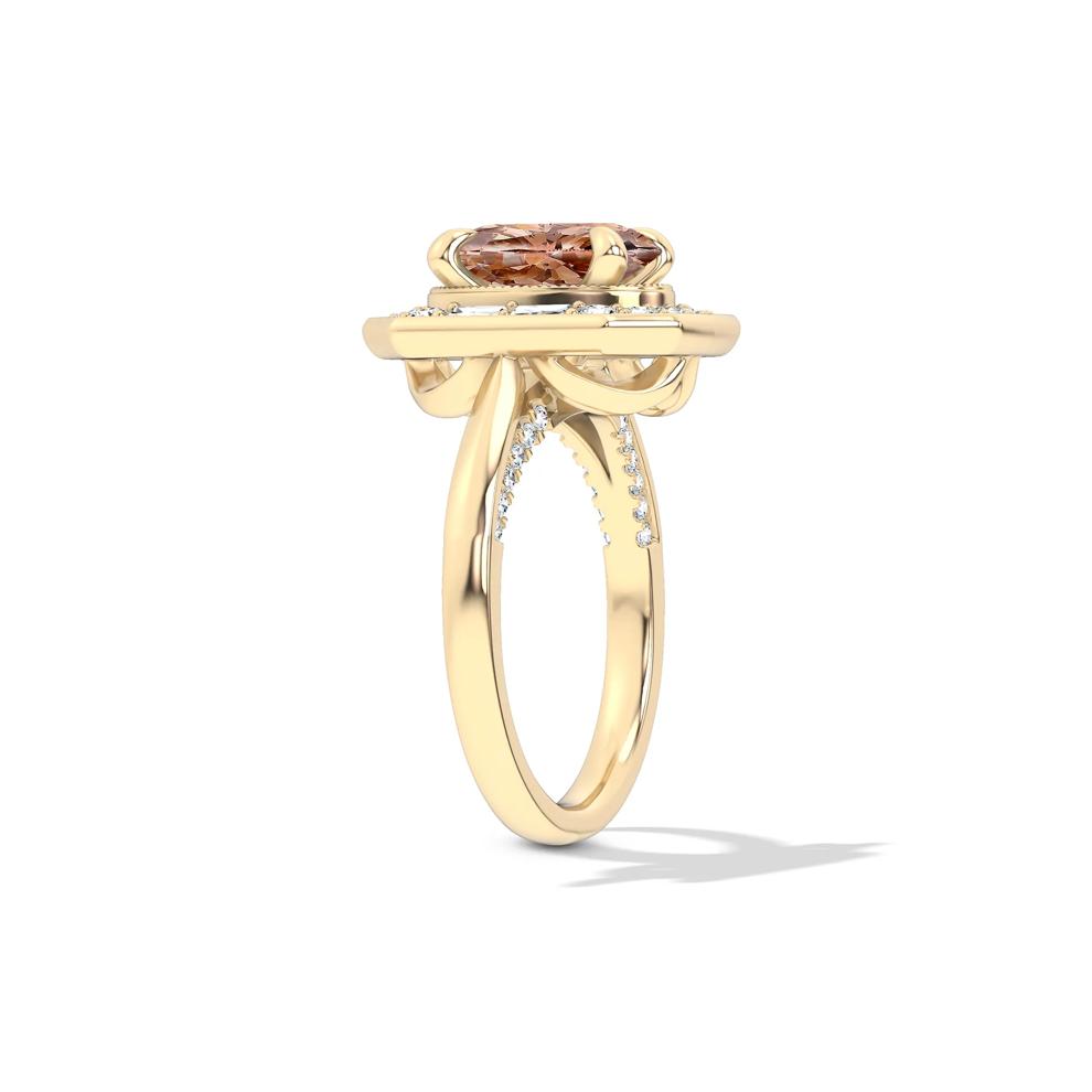 Lab Grown Diamond Brown Oval Fancy Halo Engagement Ring in 14K Yellow Gold (1 7/8 ct. tw.) – Image 3 of 4