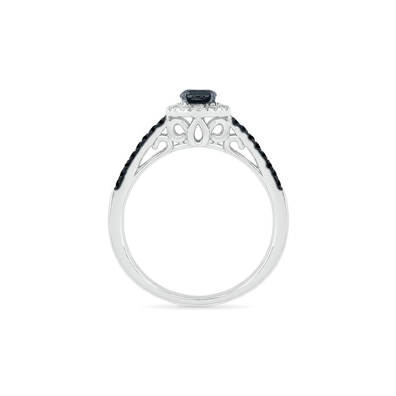 Black and White Diamond Halo Ring in 10K White Gold &#40;5/8 ct. tw.&#41; – Image 2 of 5