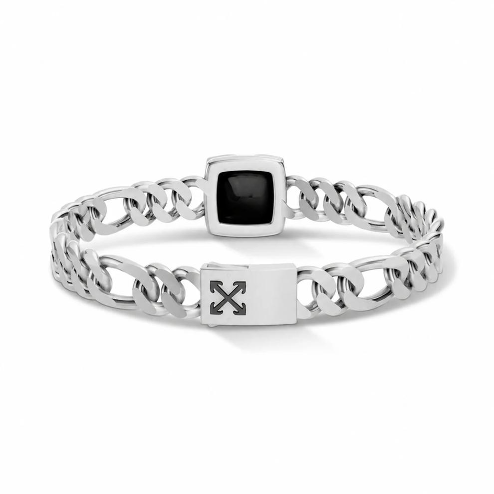 Men's Arrow Design Black Onyx Bracelet in Sterling Silver, 8" – Image 2 of 2