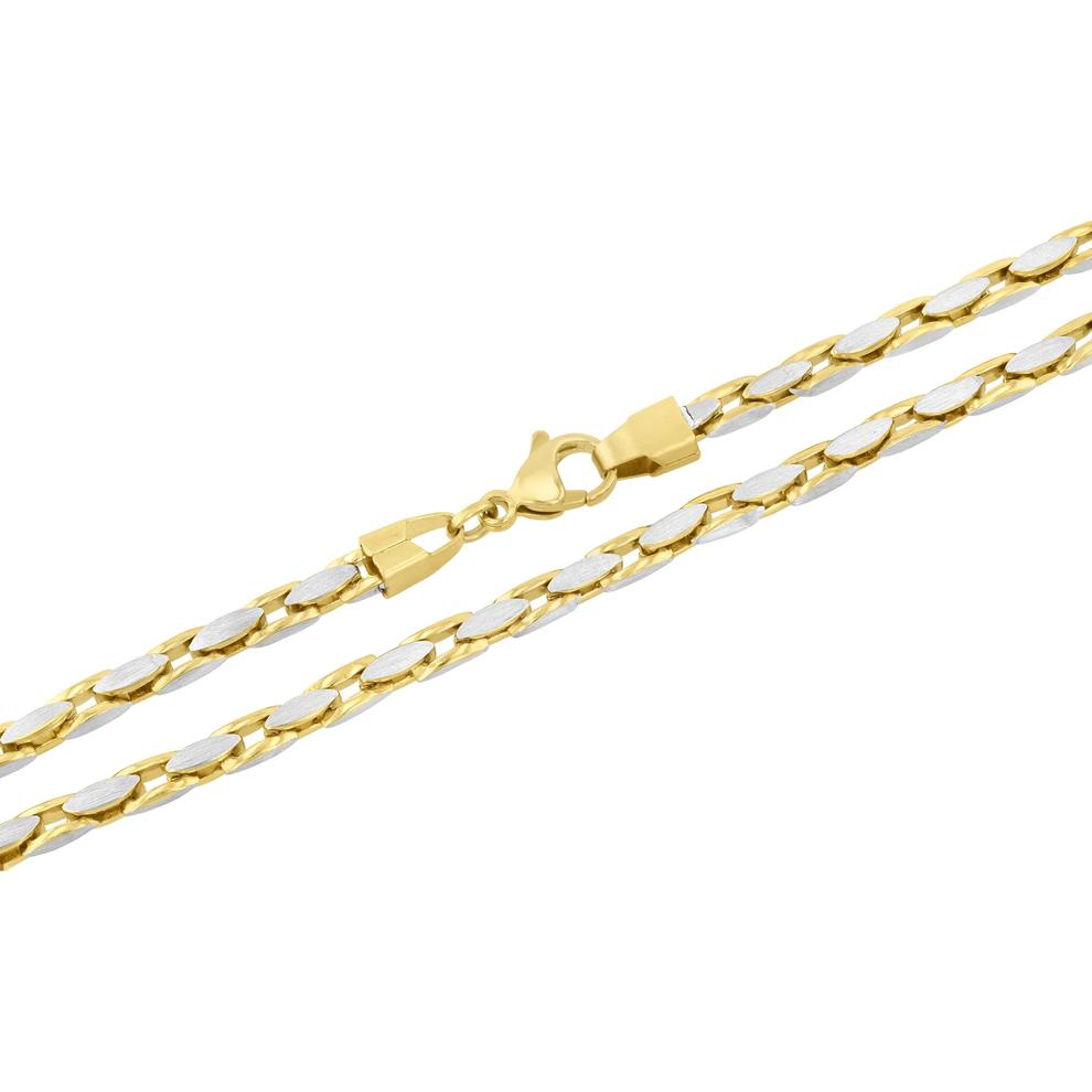 Anchor Link Chain Necklace in Two-Tone Yellow Ion-Plated Stainless Steel, 24" – Image 3 of 3