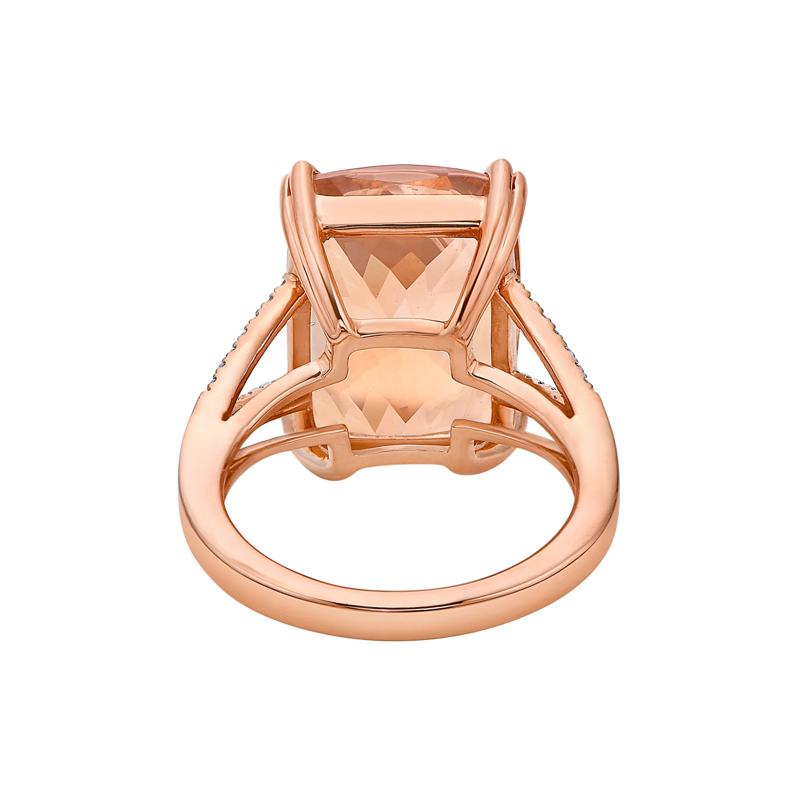 Cushion-Cut Morganite &amp; Diamond Ring in 14K Rose Gold &#40;1/8 ct. tw.&#41; – Image 4 of 5