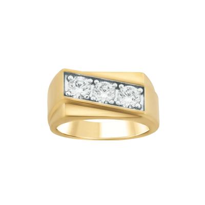 Men's Lab Grown Diamond Three-Stone Ring in 10K Yellow Gold (1 1/2 ct. tw.)