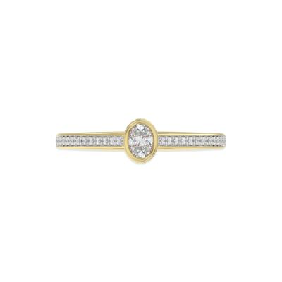 Diamond Oval Bezel Center Promise Ring in 10K Yellow Gold (1/4 ct. tw.)