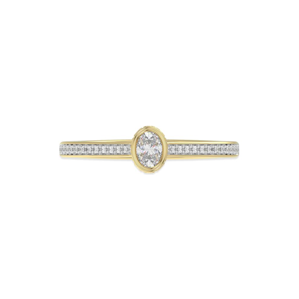 Diamond Oval Bezel Center Promise Ring in 10K Yellow Gold (1/4 ct. tw.) – Image 1 of 4