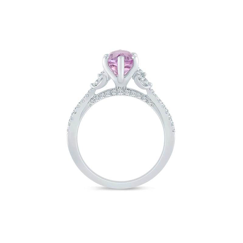 Heidi Pink Amethyst &amp; Lab Grown Diamond  Engagement Ring in 14K White &amp; Yellow Gold &#40;1/2 ct. tw.&#41; – Image 2 of 3