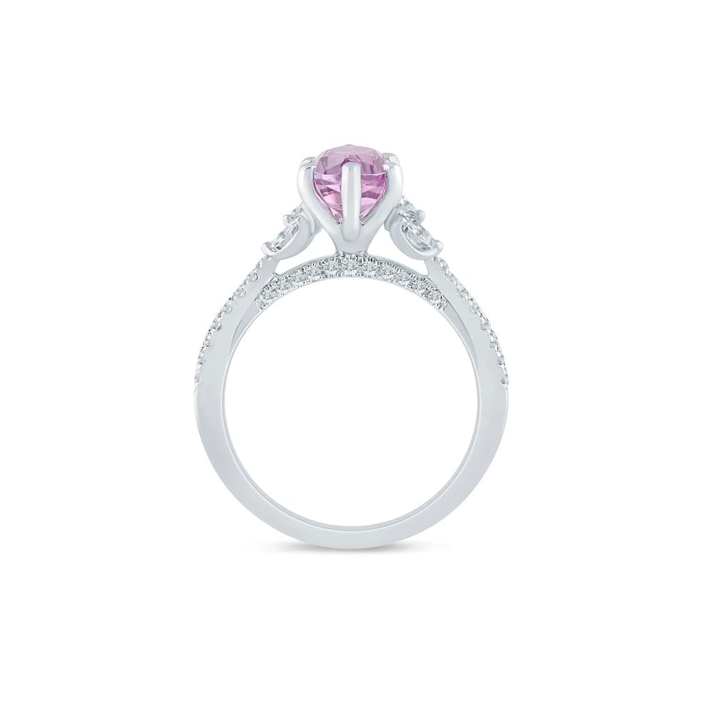 Heidi Pink Amethyst &amp; Lab Grown Diamond  Engagement Ring in 14K White &amp; Yellow Gold (1/2 ct. tw.) – Image 2 of 3