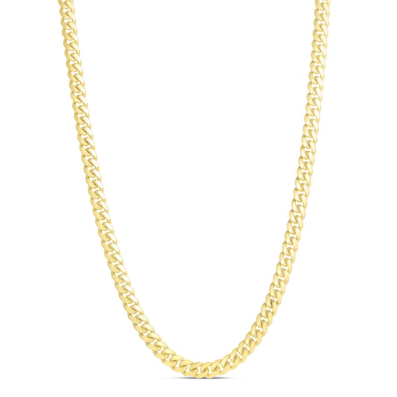 Solid Miami Curb Chain in 14K Yellow Gold, 5MM, 24&rdquo; – Image 1 of 2