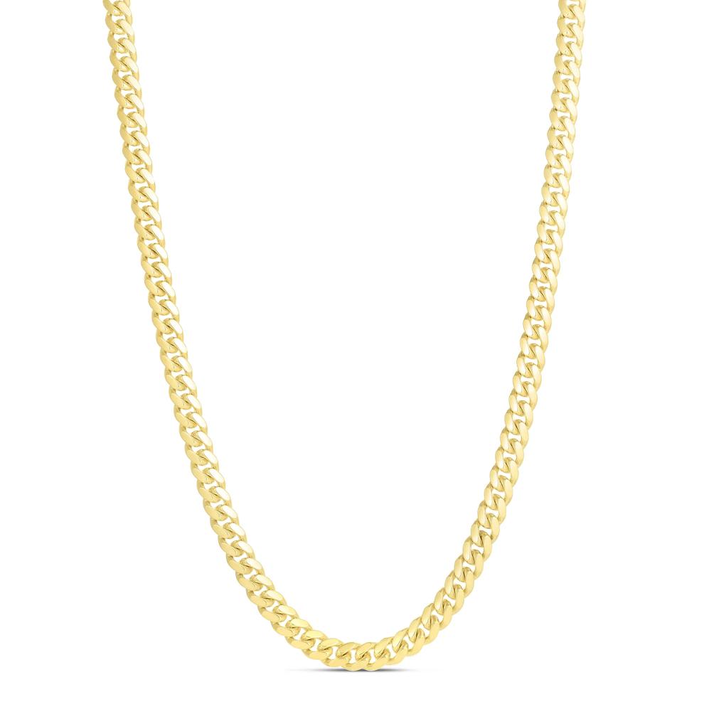 Solid Miami Curb Chain in 14K Yellow Gold, 5MM, 24&rdquo; – Image 1 of 2