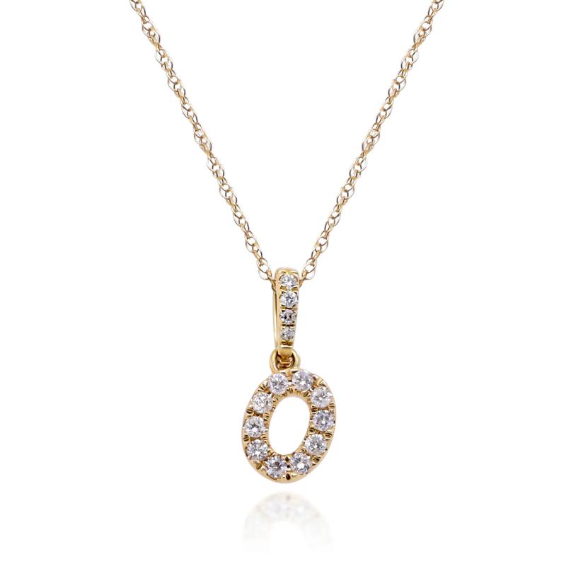 Diamond O Initial Pendant in 10K Yellow Gold &#40;1/10 ct. tw.&#41;  – Image 1 of 4