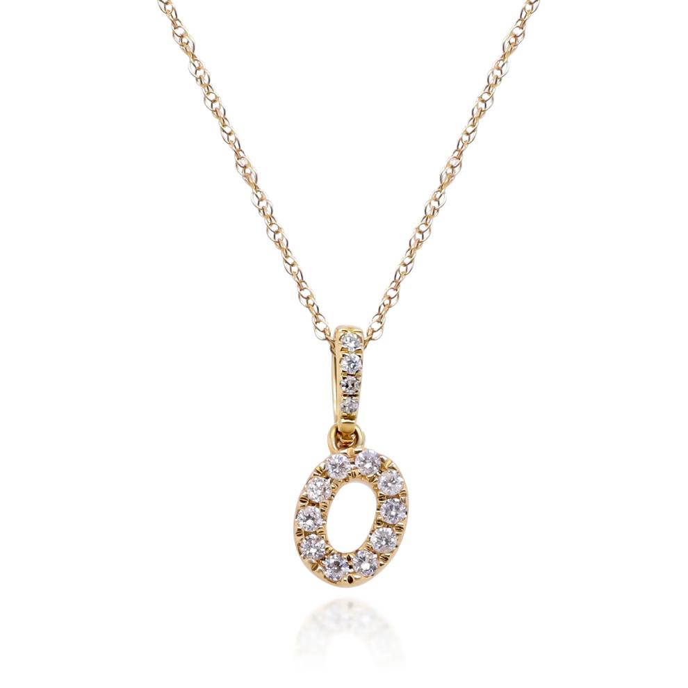 Diamond O Initial Pendant in 10K Yellow Gold (1/10 ct. tw.)  – Image 1 of 4