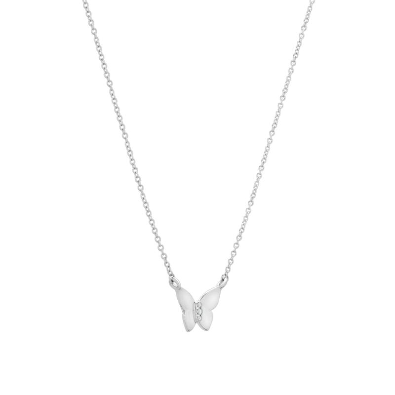 Diamond Accent Butterfly Pendant Necklace in Sterling Silver – Image 2 of 4