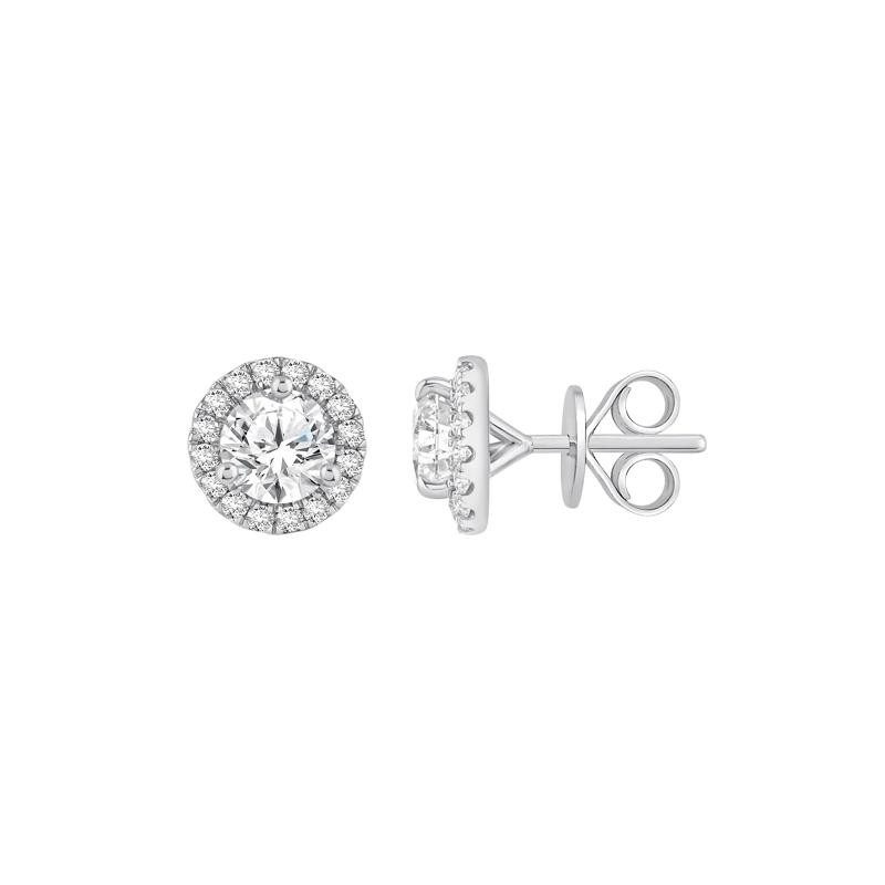 Lab Grown Diamond Halo Stud Earrings in 10K White Gold &#40;2 1/2 ct. tw.&#41; – Image 1 of 2