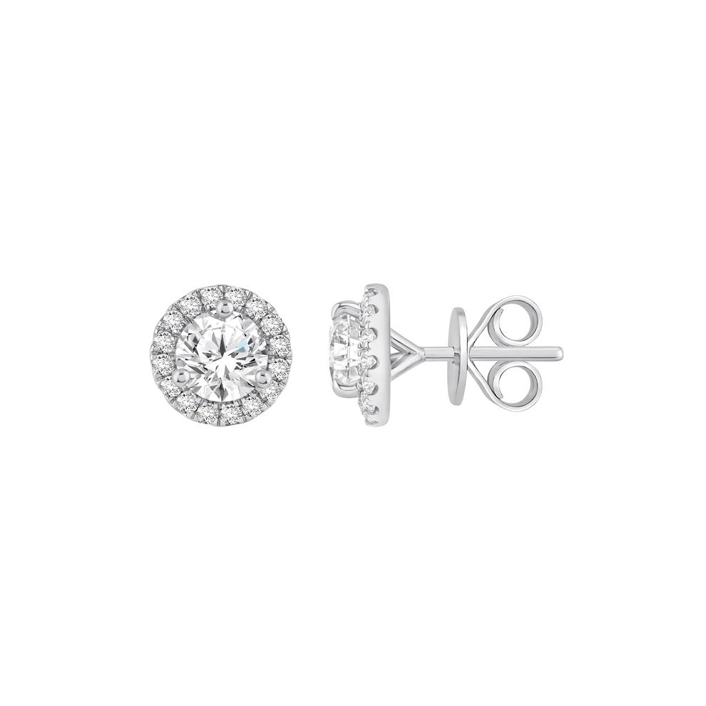 Lab Grown Diamond Halo Stud Earrings in 10K White Gold (2 1/2 ct. tw.) – Image 1 of 2