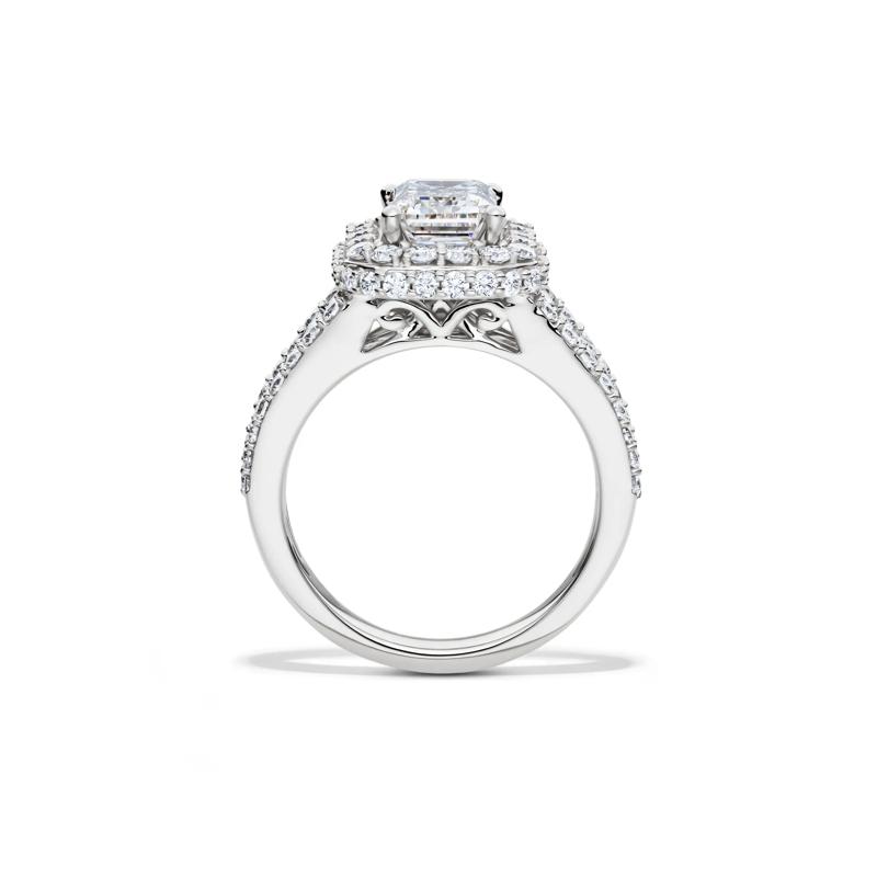 Lab Grown Diamond Emerald-Cut Halo Engagement Ring in 14K White Gold &#40;4 ct. tw.&#41; – Image 2 of 5