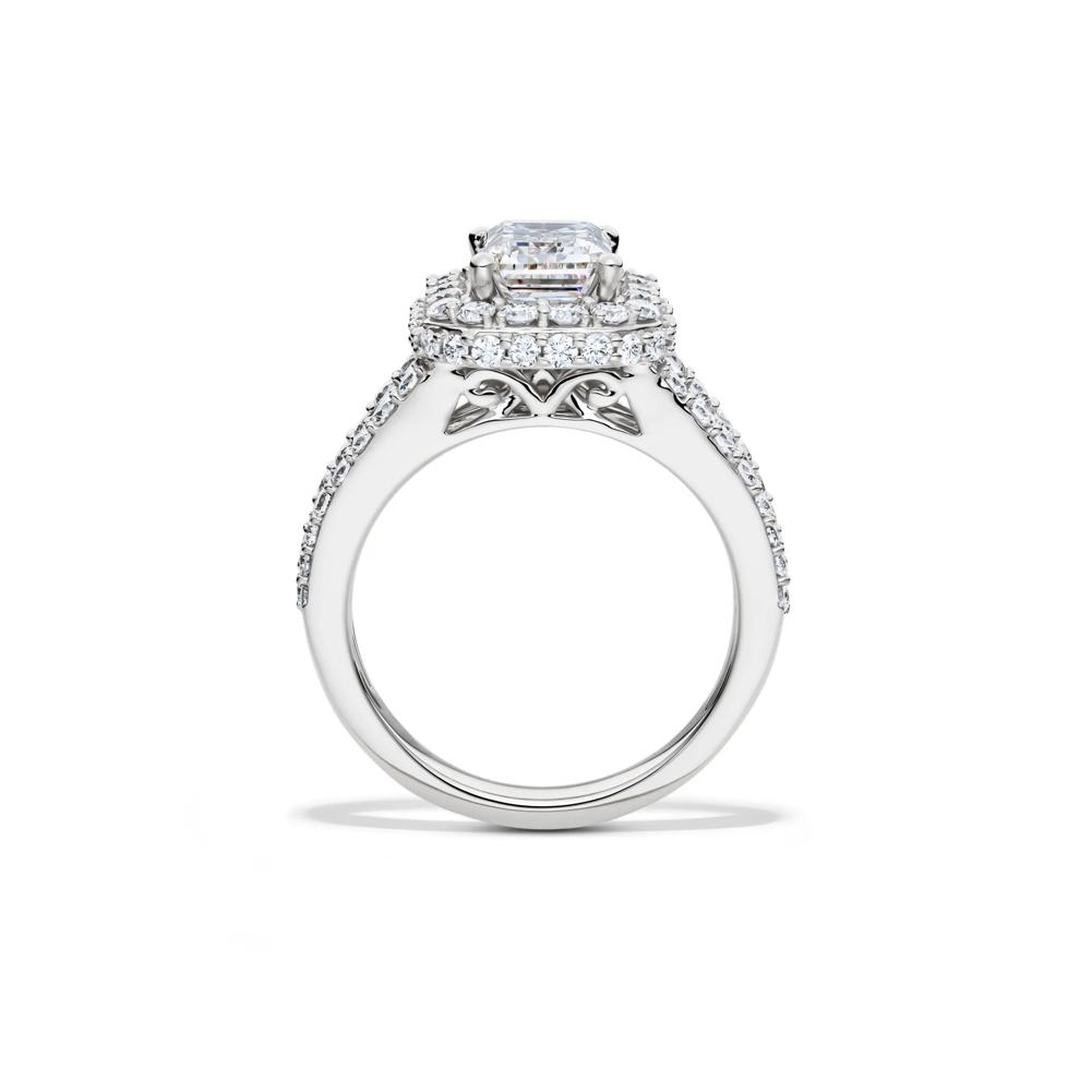 Lab Grown Diamond Emerald-Cut Halo Engagement Ring in 14K White Gold (4 ct. tw.) – Image 2 of 5