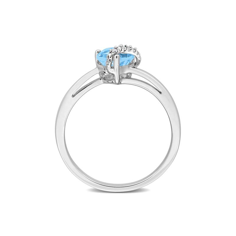 Heart-Shaped Blue Topaz and Diamond Accent Ring in Sterling Silver – Image 2 of 5