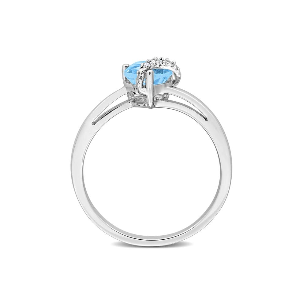 Heart-Shaped Blue Topaz and Diamond Accent Ring in Sterling Silver – Image 2 of 5