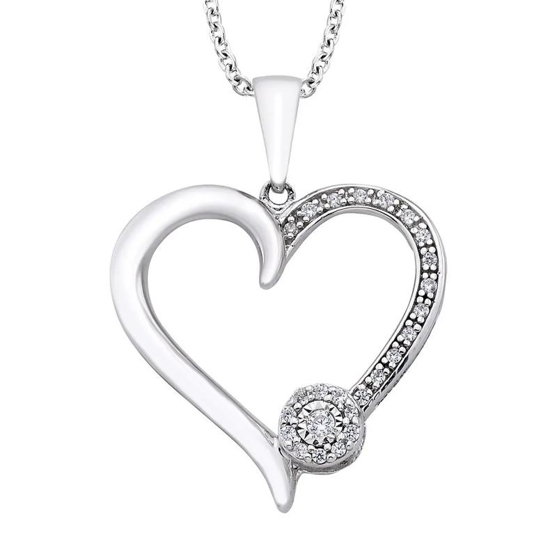 1/10 ct. tw. Diamond Heart Pendant in Sterling Silver – Image 1 of 1