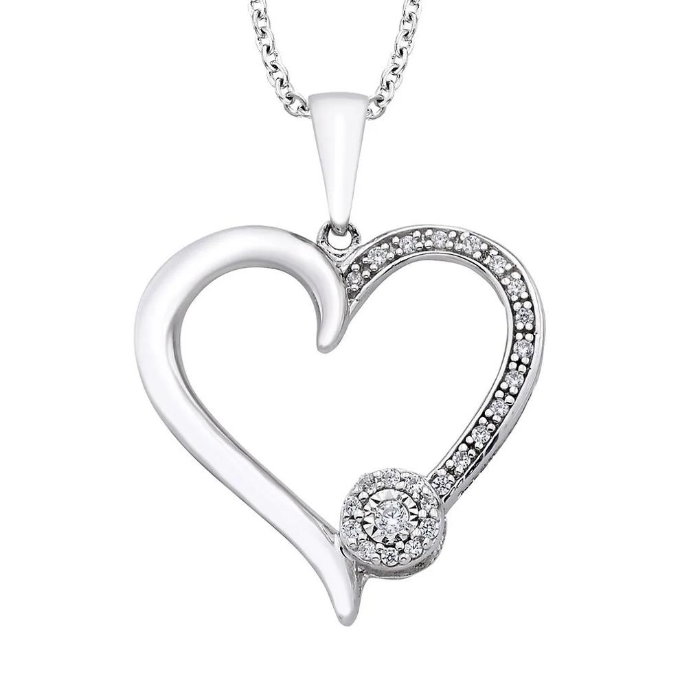 1/10 ct. tw. Diamond Heart Pendant in Sterling Silver – Image 1 of 1