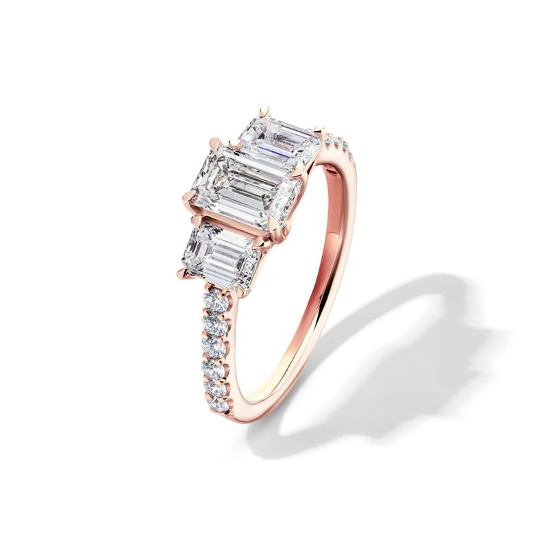 Lab Grown Diamond Emerald-Cut Three Stone Ring in 14K Rose Gold &#40;2 ct. tw.&#41; – Image 4 of 4