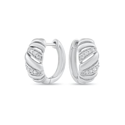 Diamond Twisted Hoop Earrings in Sterling Silver (1/7 ct. tw.)