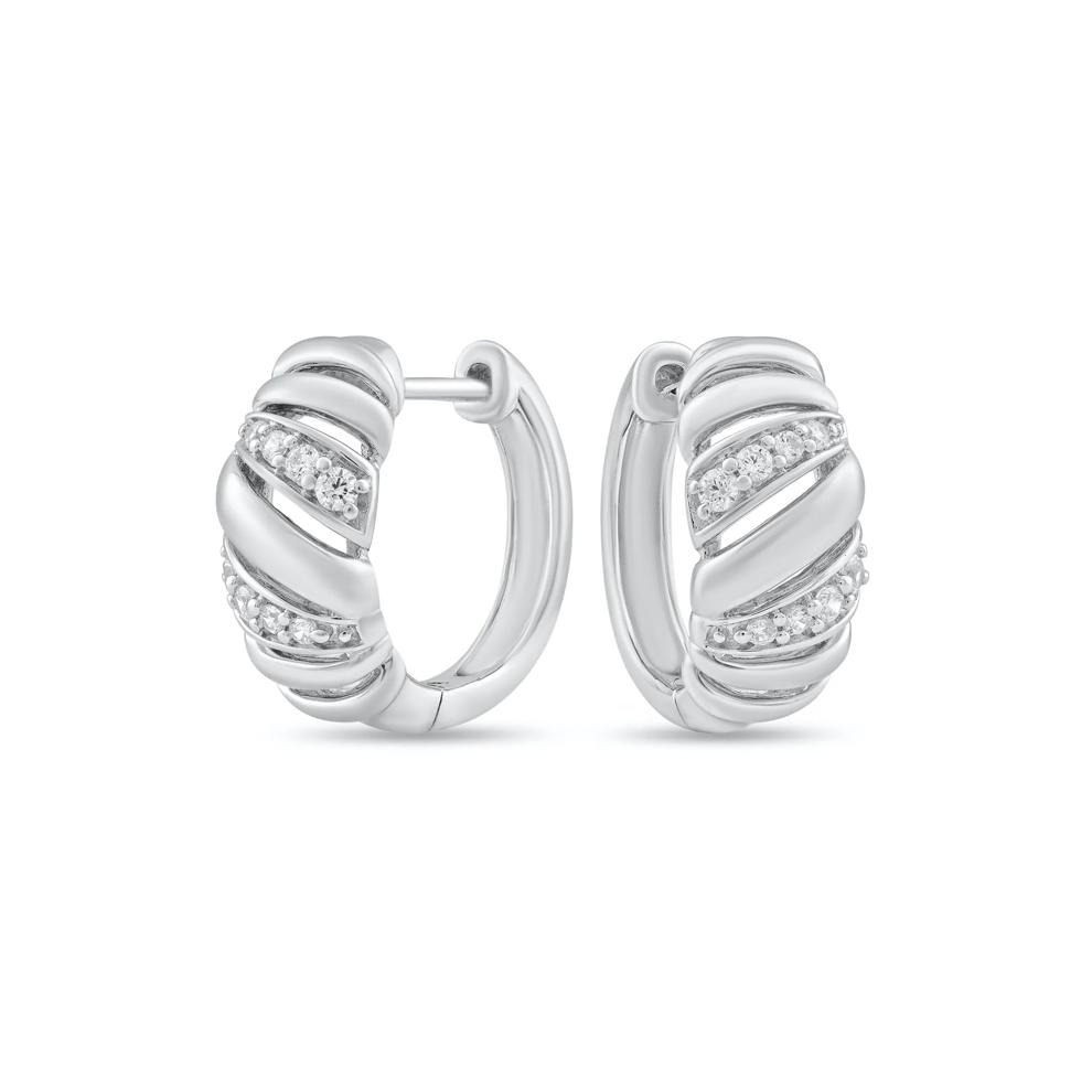 Diamond Twisted Hoop Earrings in Sterling Silver (1/7 ct. tw.) – Image 1 of 2