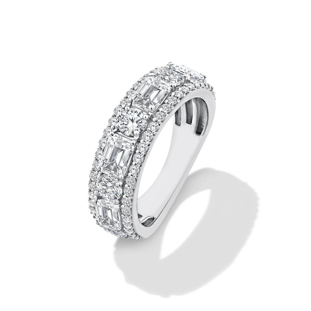 Lab Grown Diamond Multi-Row Emerald-Cut Anniversary Band in 10K White Gold (3 ct. tw.) – Image 4 of 4