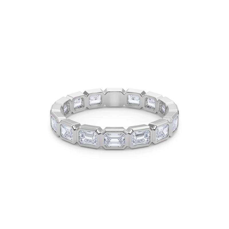 Lab Grown Diamond Bezel-Set Emerald-Cut True Eternity Band in 14K White Gold  – Image 4 of 5