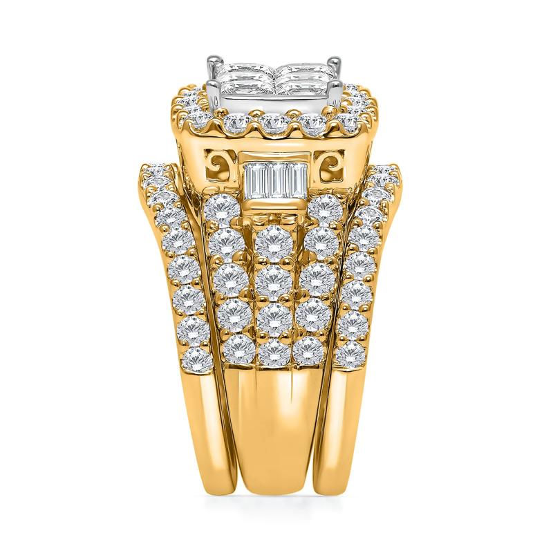 Princess-Cut Diamond Composite Engagement Ring Set in 10K Yellow Gold (4 ct. tw.) – Image 3 of 3