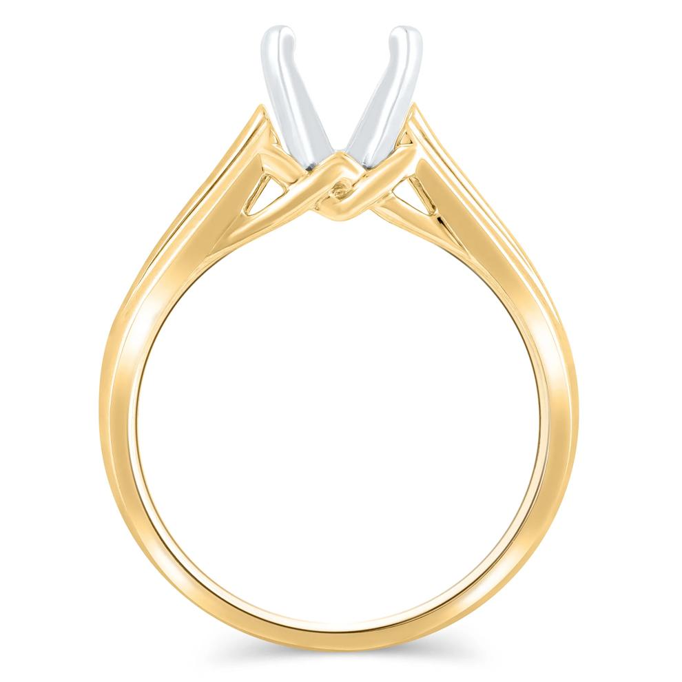 Wide-Shank Semi-Mount Engagement Ring in 14K Yellow Gold (Setting Only) – Image 4 of 6