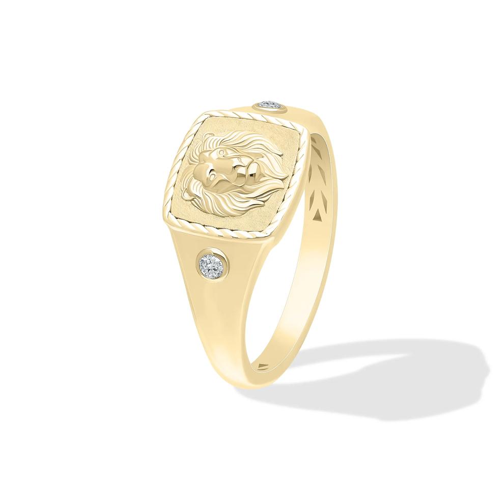 Men's Diamond Accent Lion's Head Ring in 10K Yellow Gold – Image 4 of 4
