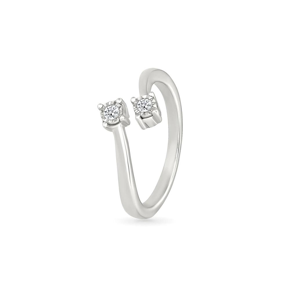 Diamond Accent Two-Stone Bypass Pinky Ring in Sterling Silver – Image 4 of 5
