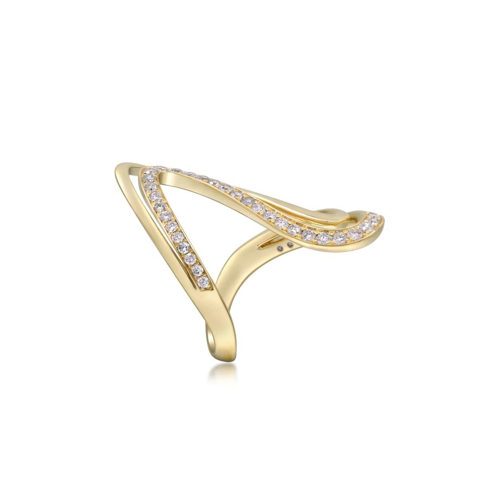 Diamond Swirl Cocktail Ring in 10K Yellow Gold (3/4 ct. tw.) – Image 4 of 5