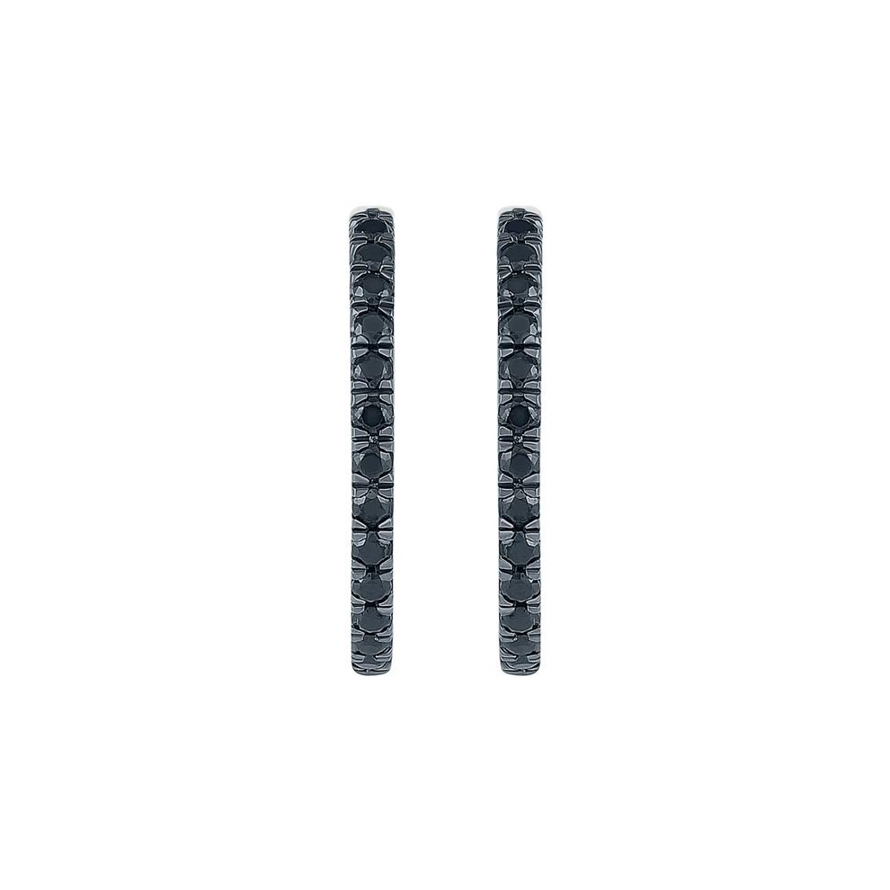 Black Diamond Hoop Earrings in Sterling Silver (1/2 ct. tw.) – Image 2 of 3