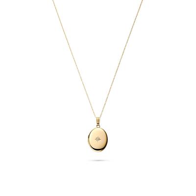 Diamond Oval Locket in 14K Yellow Gold